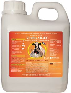 VitaBis AD3EC 1 l - Furaj complementar dietetic pentru păsări, iepuri, bovine și suine