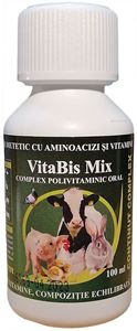 VitaBis Mix 100 ml - Promotor de creştere şi susținere pentru metabolism pentru păsări, iepuri, bovine si suine